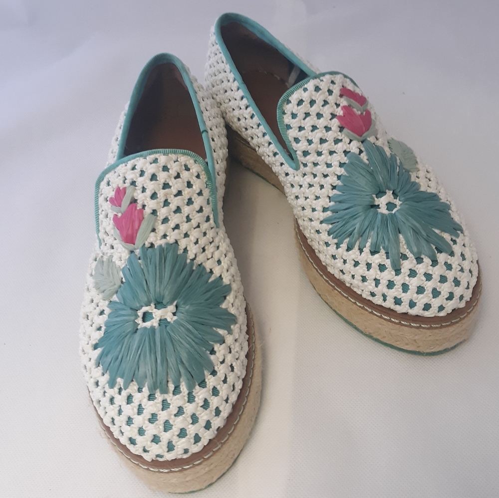 New M MISSONI flower Raffia Espadrille 39